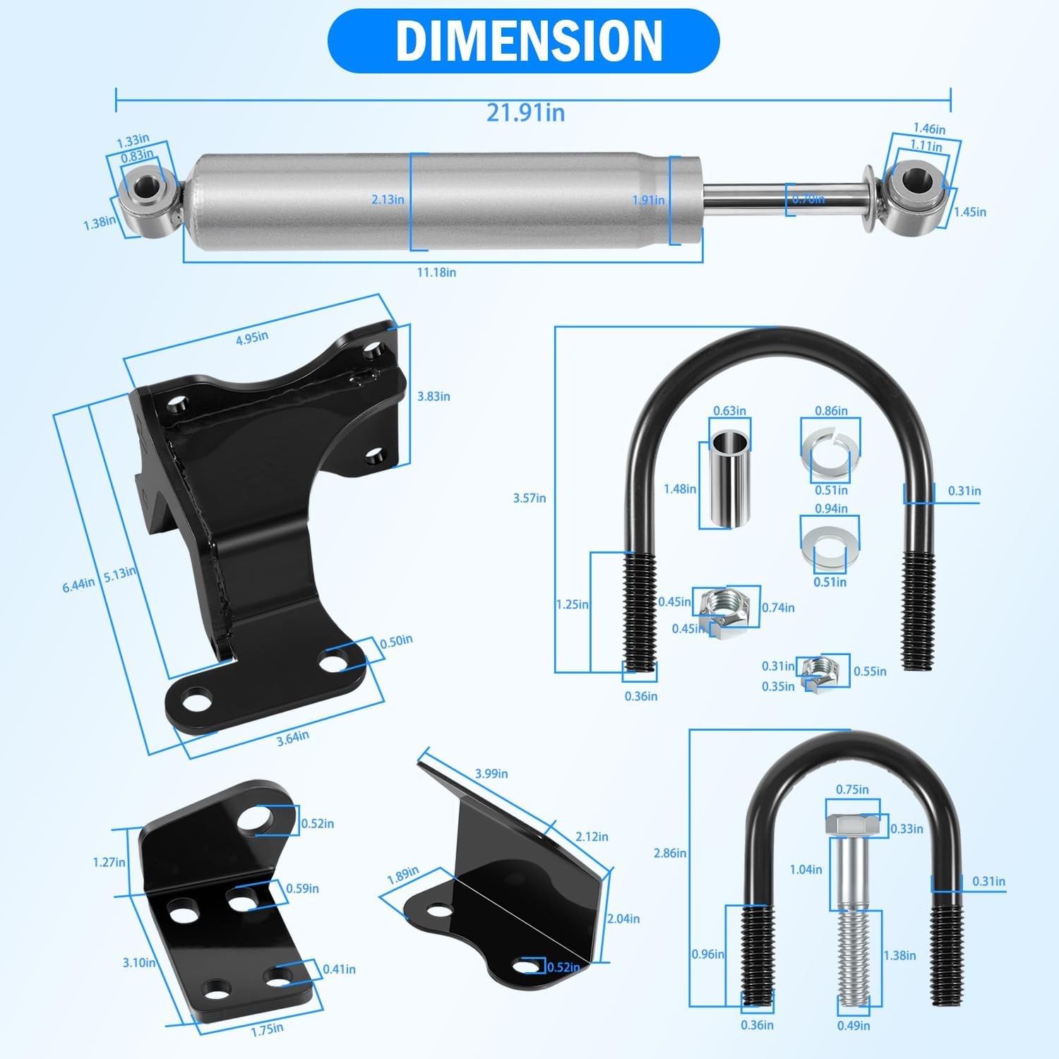 8734930 N3 Dual Steering Stabilizer for Jeep JK Wrangler 2007-2018