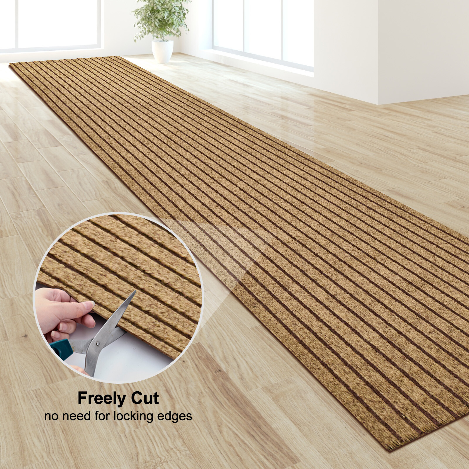 Entryway Runner Rug Indoor Outdoor - Extra Long Hall Rugs Runners Non Slip Brown
