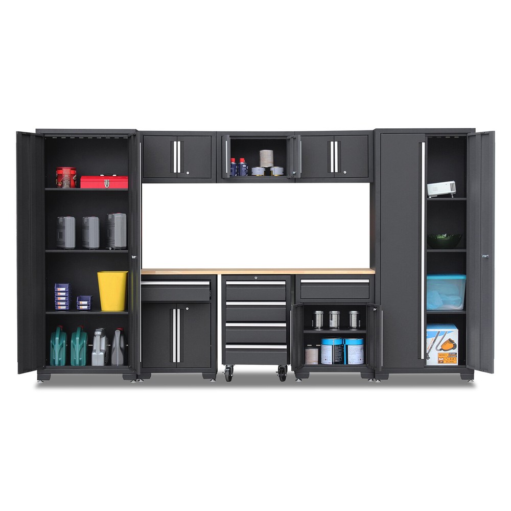 Garage Storage Cabinet System 9-Pcs Workshop Set Cabinets and Storage System