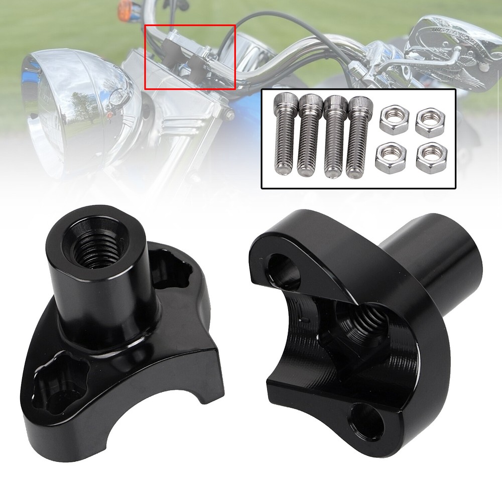 Black 2" Handlebar Risers Bottom For Harley 1" Bar Heritage Softail Dyna FXDB