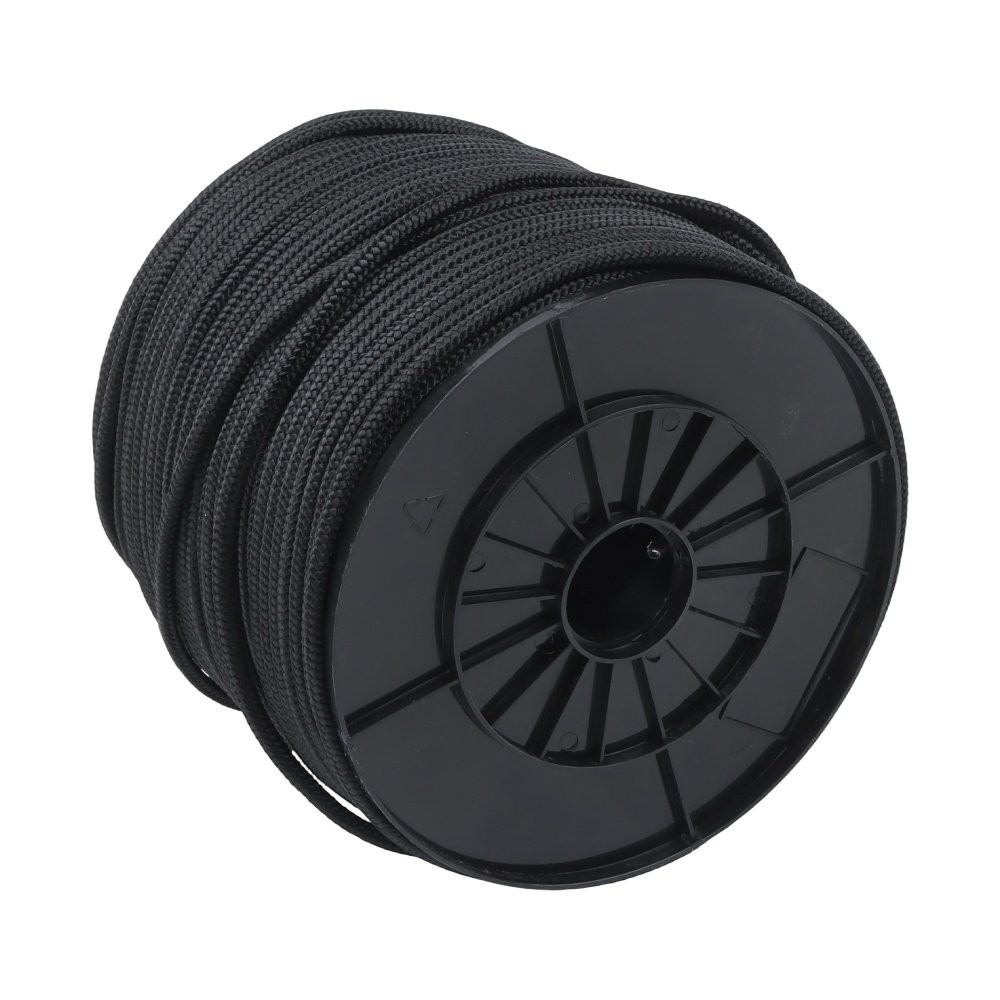 1/4" × 500' Black Nylon Rope Sturdy Spool Solid Braid Knot Rope Multipurpose