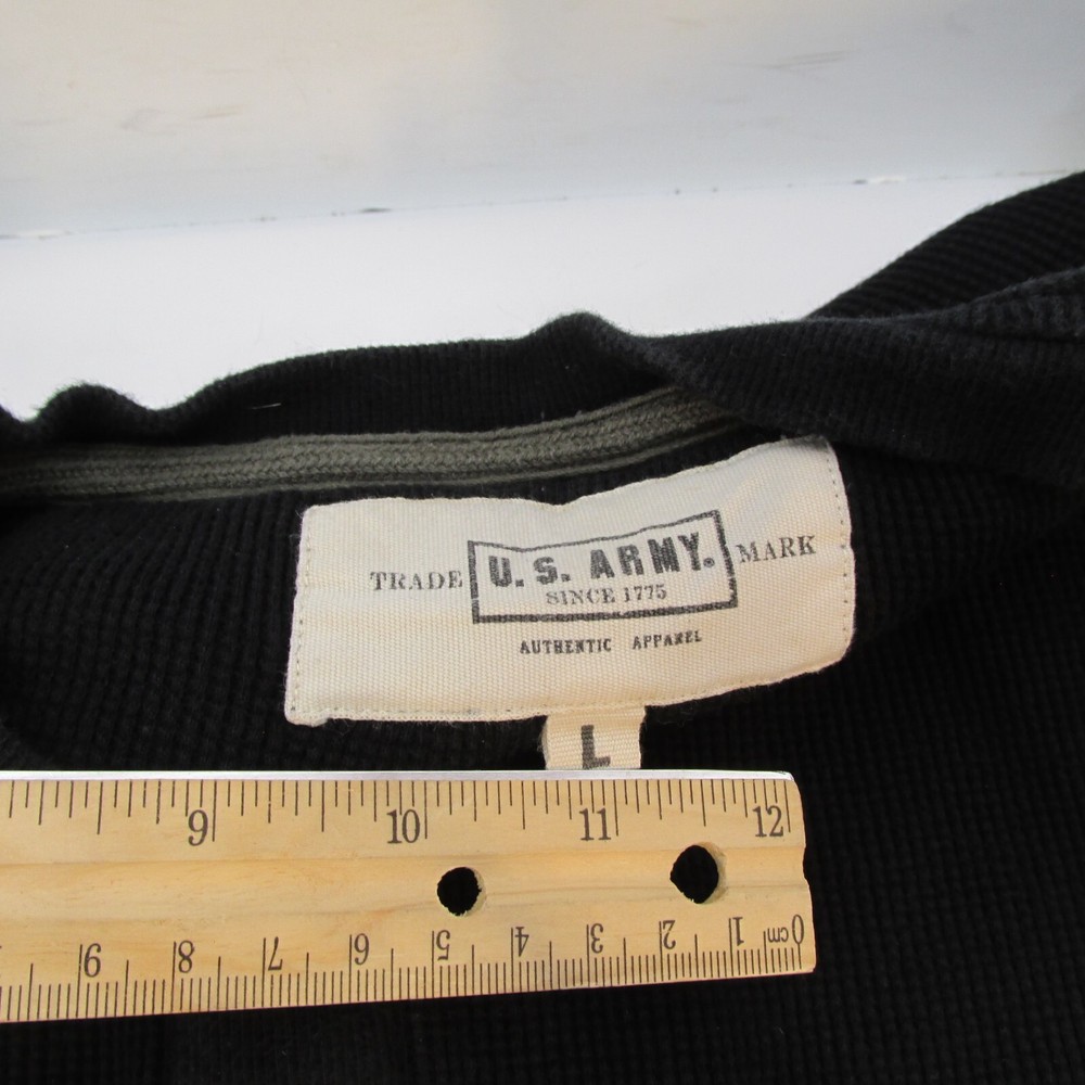 US. MILITARY ISSUE Black Undershirt Placket Typ WAFFLE KNIT SPECIAL SHIRT MEDIUM