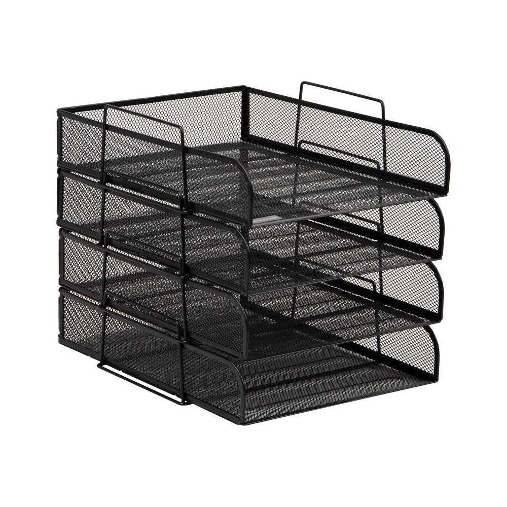 Stackable Tray, Desktop Organizer, File Storage, Office, Metal Mesh, 10.5" L ...