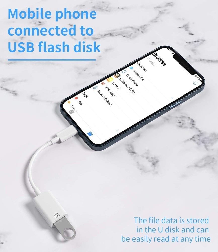 Lightning to USB OTG Adapter for iPhone iPad Camera Card Reader MIDI Hub