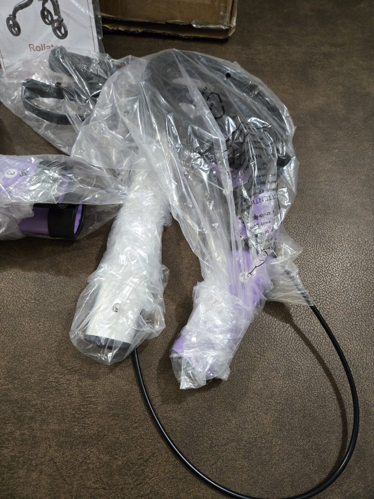 Soundfuse 3 Wheeled Walker Adjustable Lightweight Foldable- Purple - Open Box