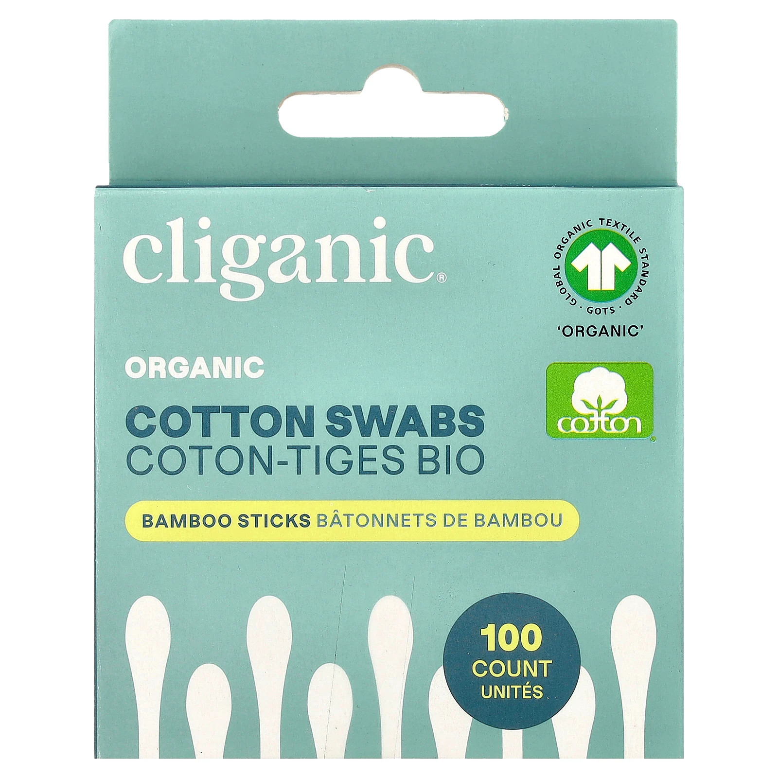 Organic Cotton Swabs , 100 Count