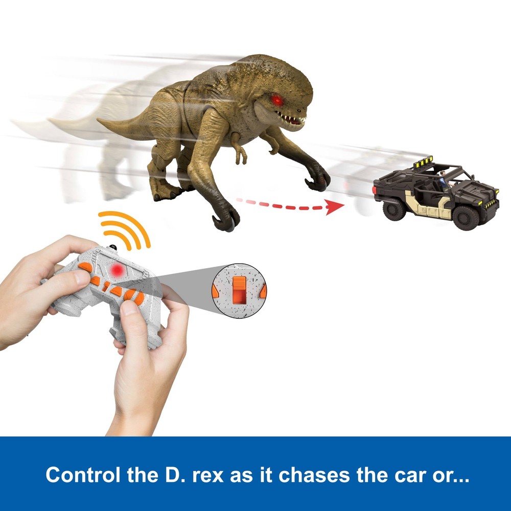 Jurassic World Rebirth Track N Chomp Distortus Rex & Vehicle, Remote Control