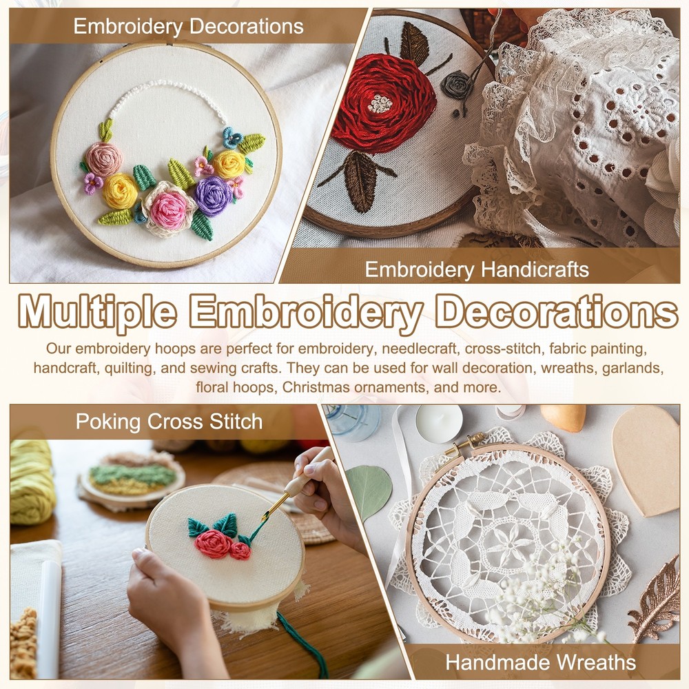 4 Pieces 2 Sizes Square Embroidery Hoops, Adjustable Cross Stitch Hoops Ring