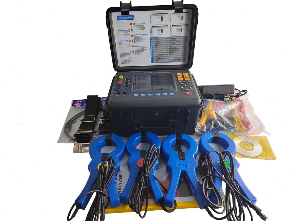 3 Phase Power Quality Analyzer Meter with Current Clamp 1.0A~1000A USB Interface