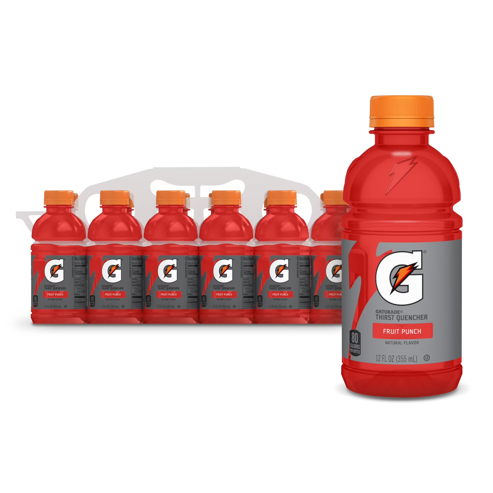 Gatorade Thirst quencher Fruit punch Sports drinks, 12 fl oz, 12 Count Bottles.