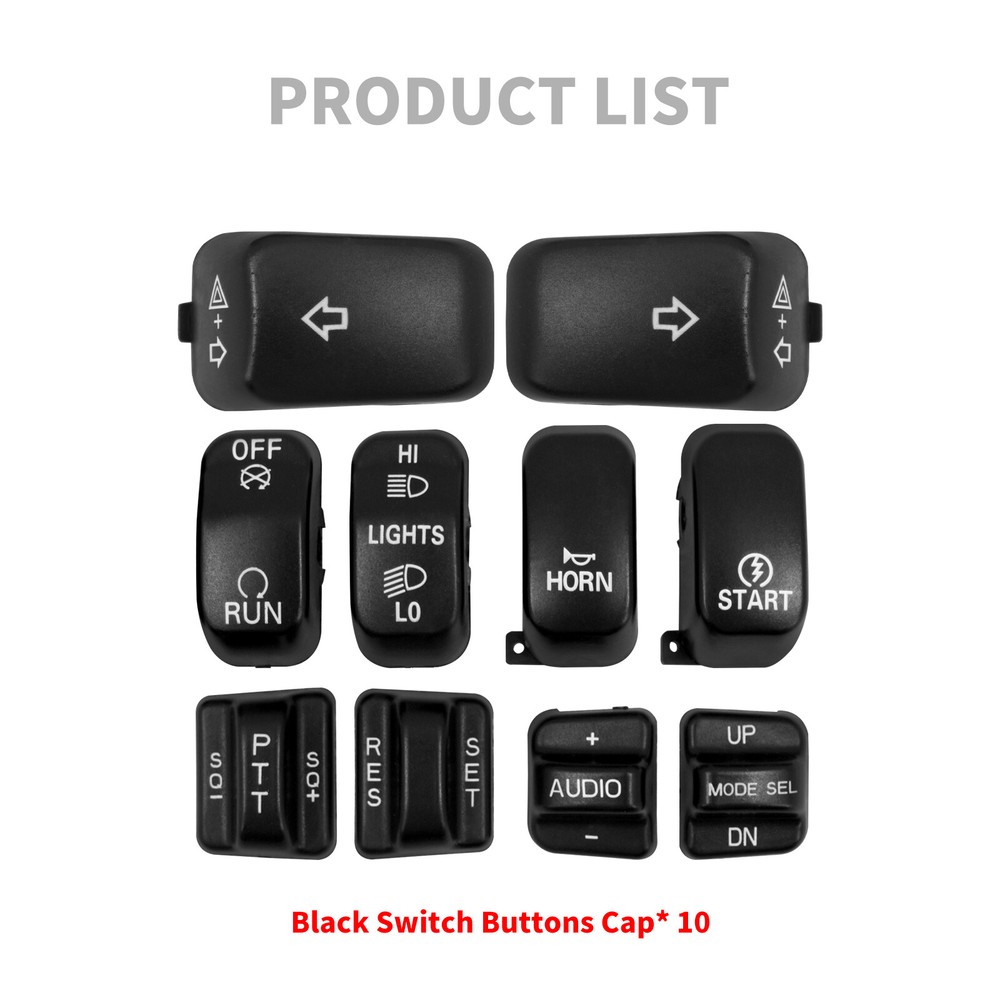 Black 10x Replacement Switch Button Cap For Harley Touring Softail Dyna 96-2013