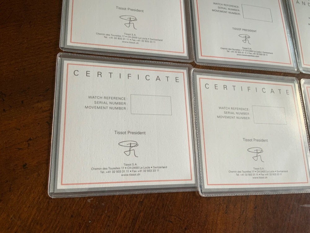 Tissot Watch COSC Certificate, papers, documents. ONLY ONE.