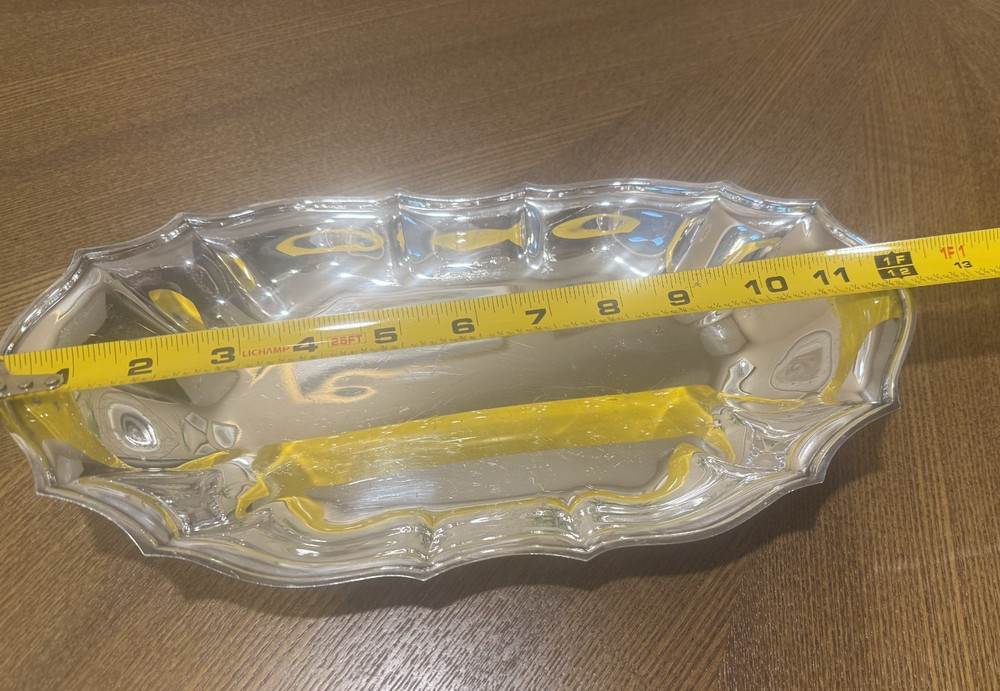 Silverplated Bread Tray 12 X 6" Chippendale Serving Ware Vintage