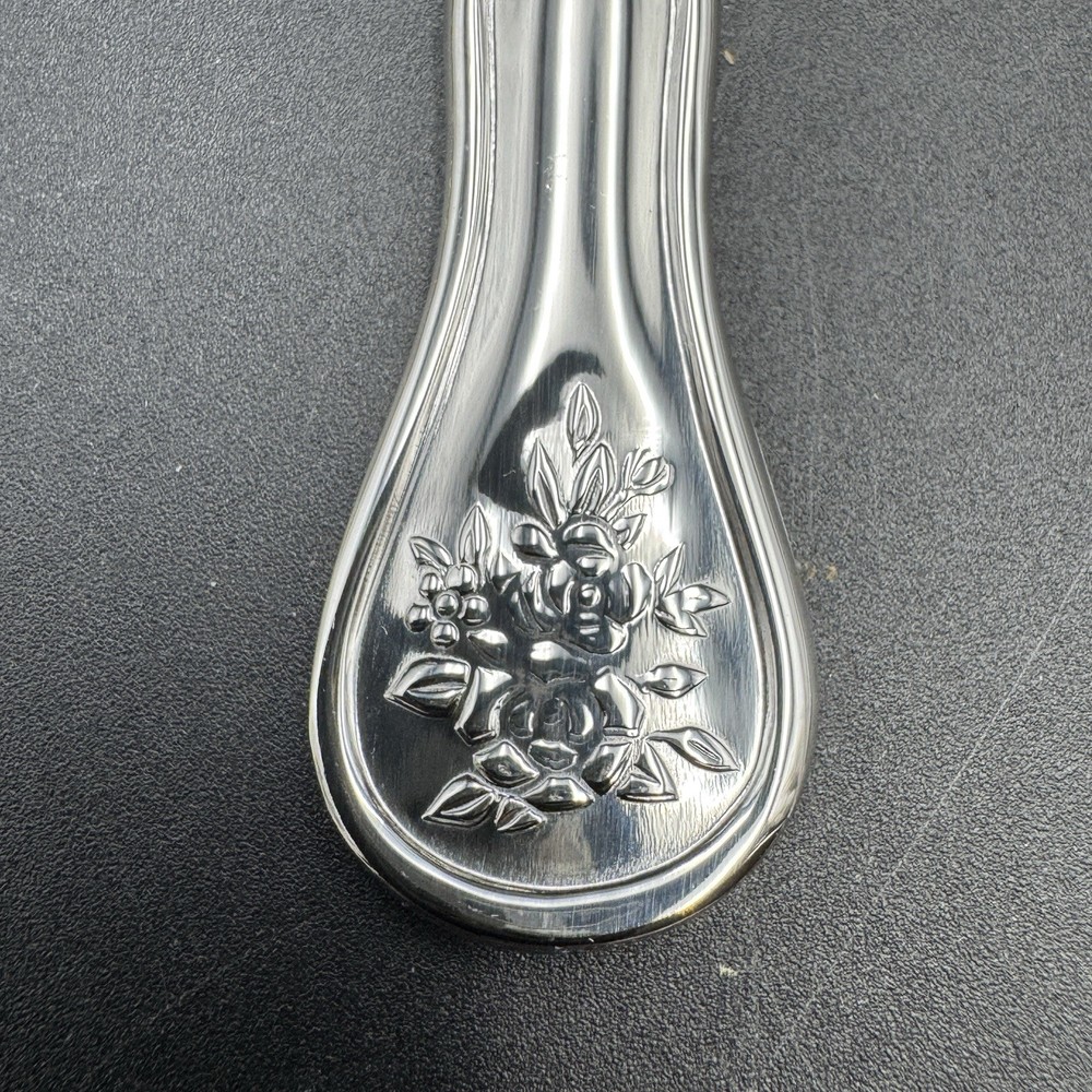 Pfaltzgraff TEA ROSE Stainless 6.5” Tablespoons Spoon Glossy Flatware 4 Pc READ