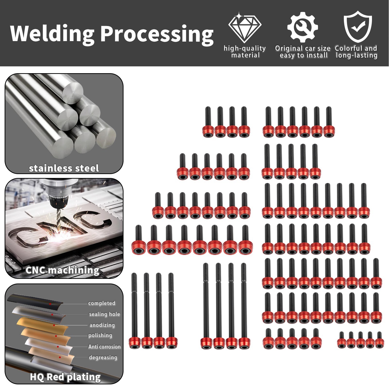 90pcs Stainless Engine Bolts Kits for Harley M8 Softail Touring Road Glide 2018+