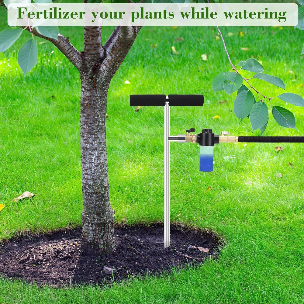 Deep Root Watering Tool for Trees, Tree Watering Spike with Fertilizer Bottle, S