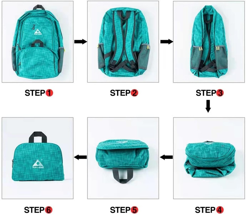 Folding Portable Backpack Lightweight Adjustable Strap Zipper Closure