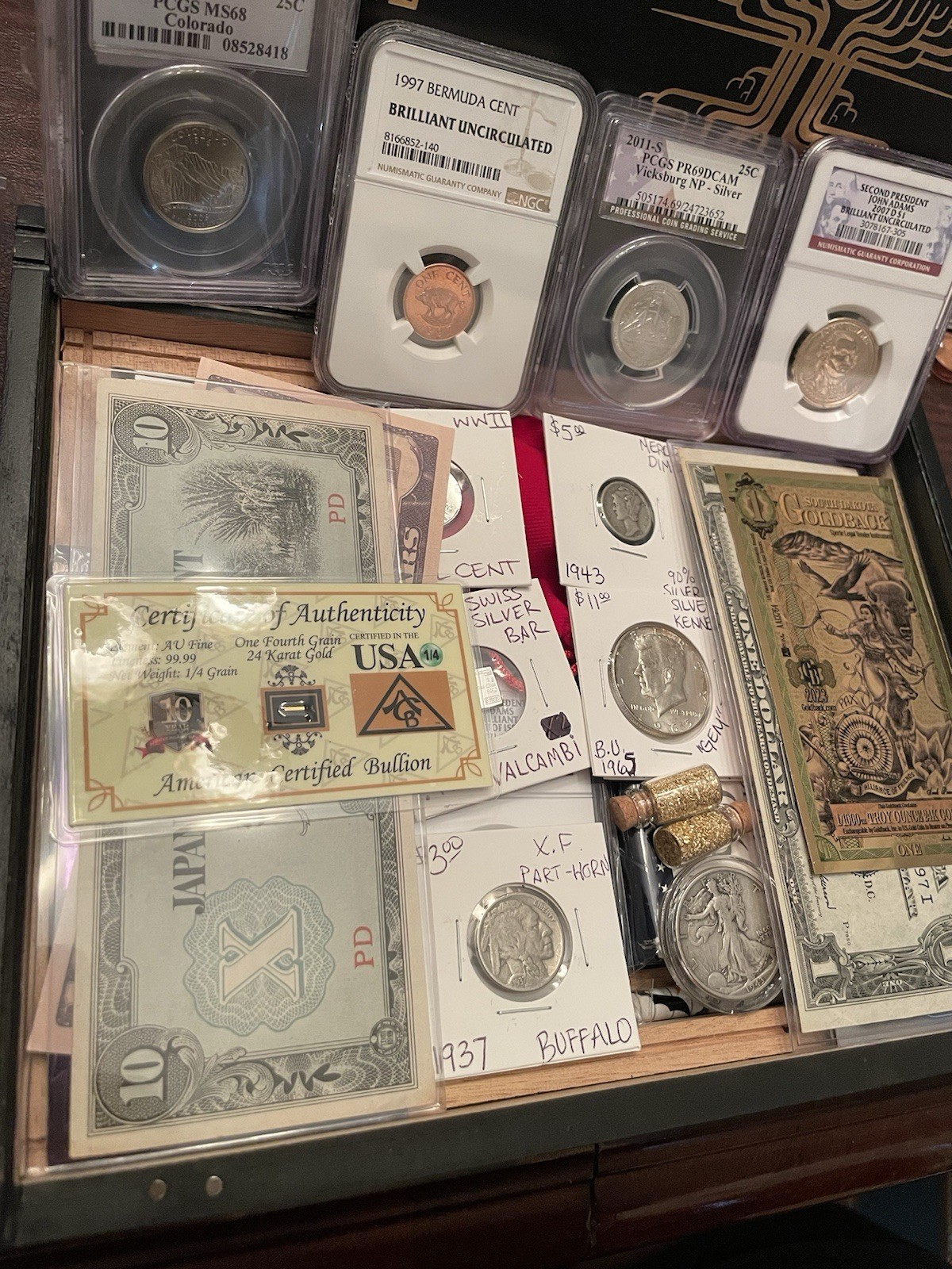🔥ESTATE SALE Silver Coin & Currency Lot - Silver Gold & CU In Premium Cigar Box