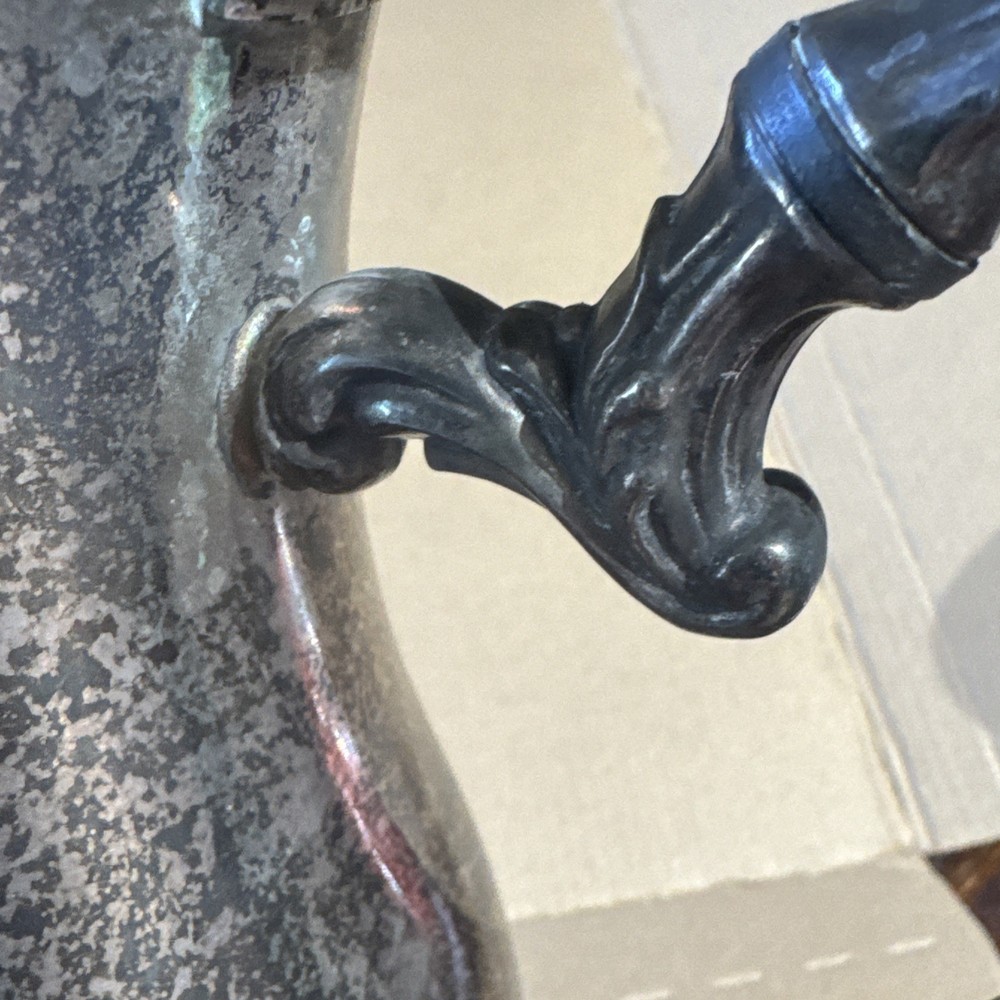 Vintage WM Rogers Silver Plate Coffee Pot 800 Pattern - Footed & Hinged Lid