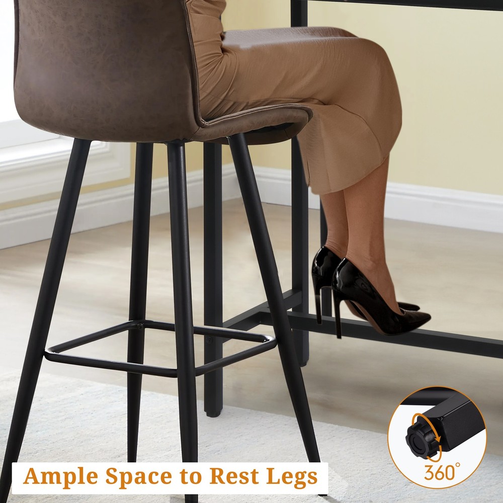 40in Iron With Adjustment Knob Patio Bar Table Black