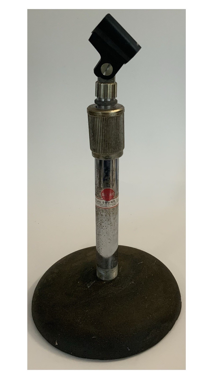 Vtg MCM Atlas Sound Adjustable Desk/Tabletop Microphone Stand-Cast Iron Base🅱️