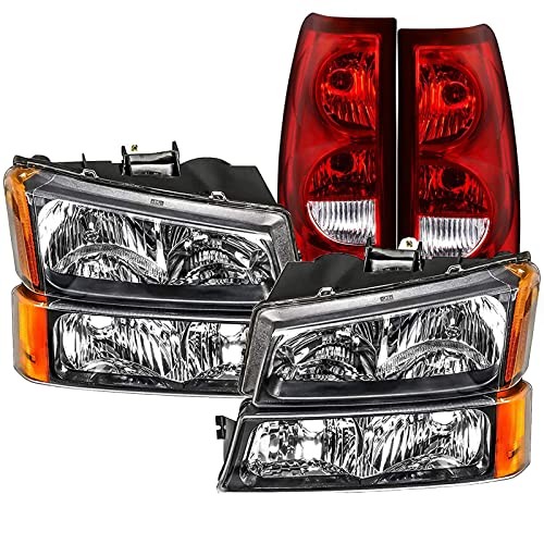 Headlight Tail Lights Assembly Combo Compatible with Black Housing Amber Corner
