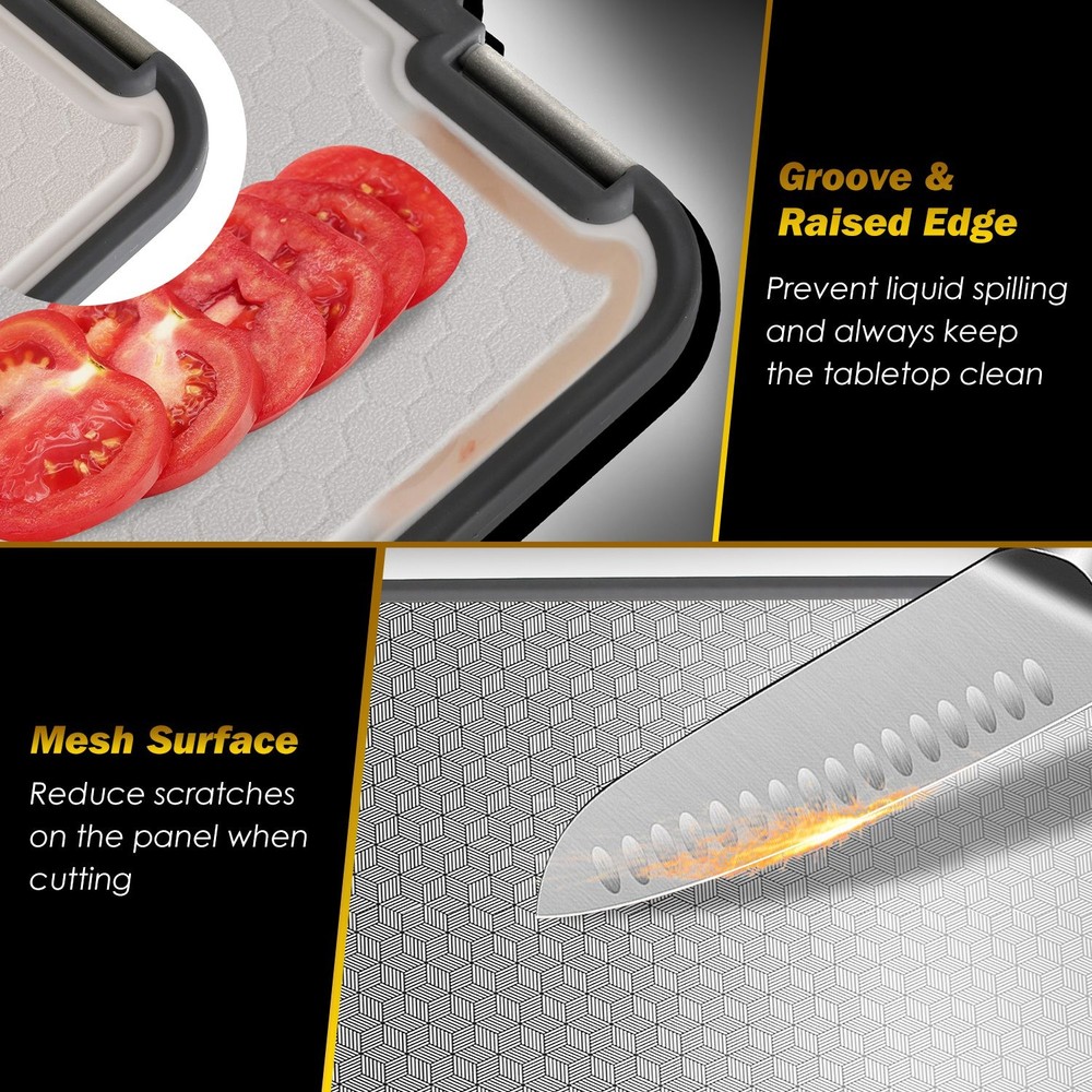 2Pcs Kitchen Cutting Board PP Chopping Board Cutting Board Mesh--Double Sided