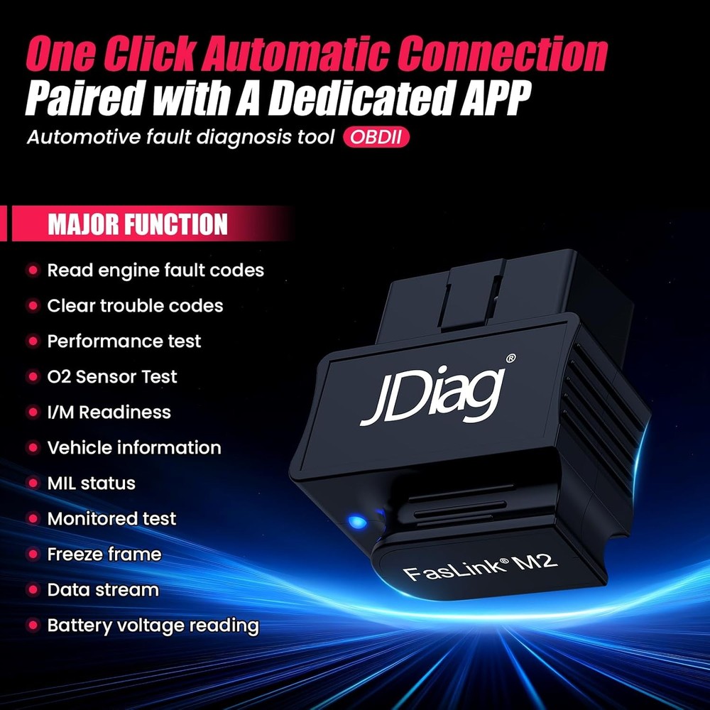 Bluetootsh OBD2 Scanner for Iphone & Android, ELM327 M2 Car Diagnostic Tool, Cod