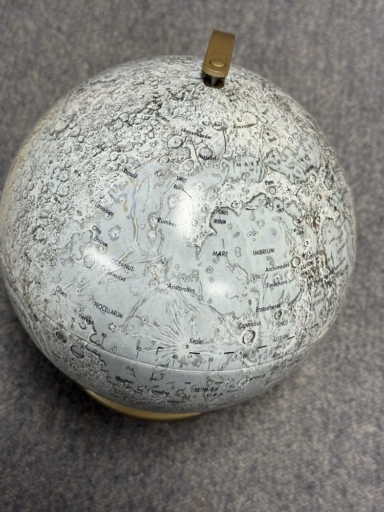 Replogle Globe The Moon Authentic 6” Model Vintage Includes Manned Landing Sites