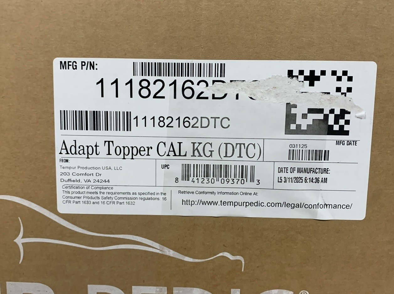 TEMPUR-Adapt Supreme 3 Inch Memory Foam Mattress Pad Topper, California King