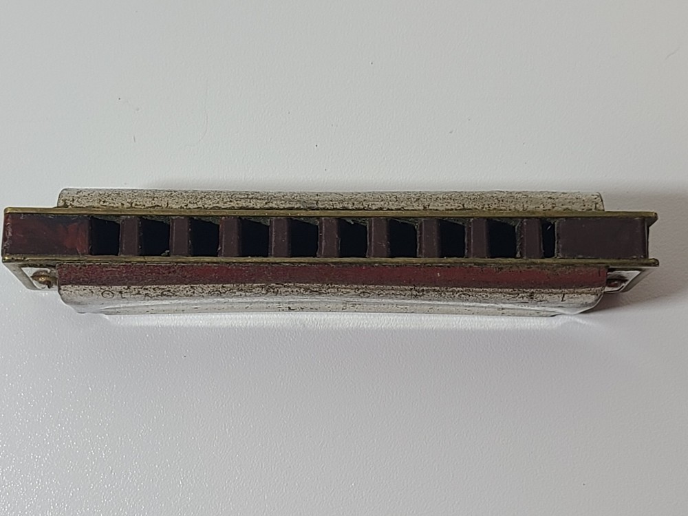 M Hohner Professional Harmonica Silver Bronze Solid Rectangular USA Made Vintage