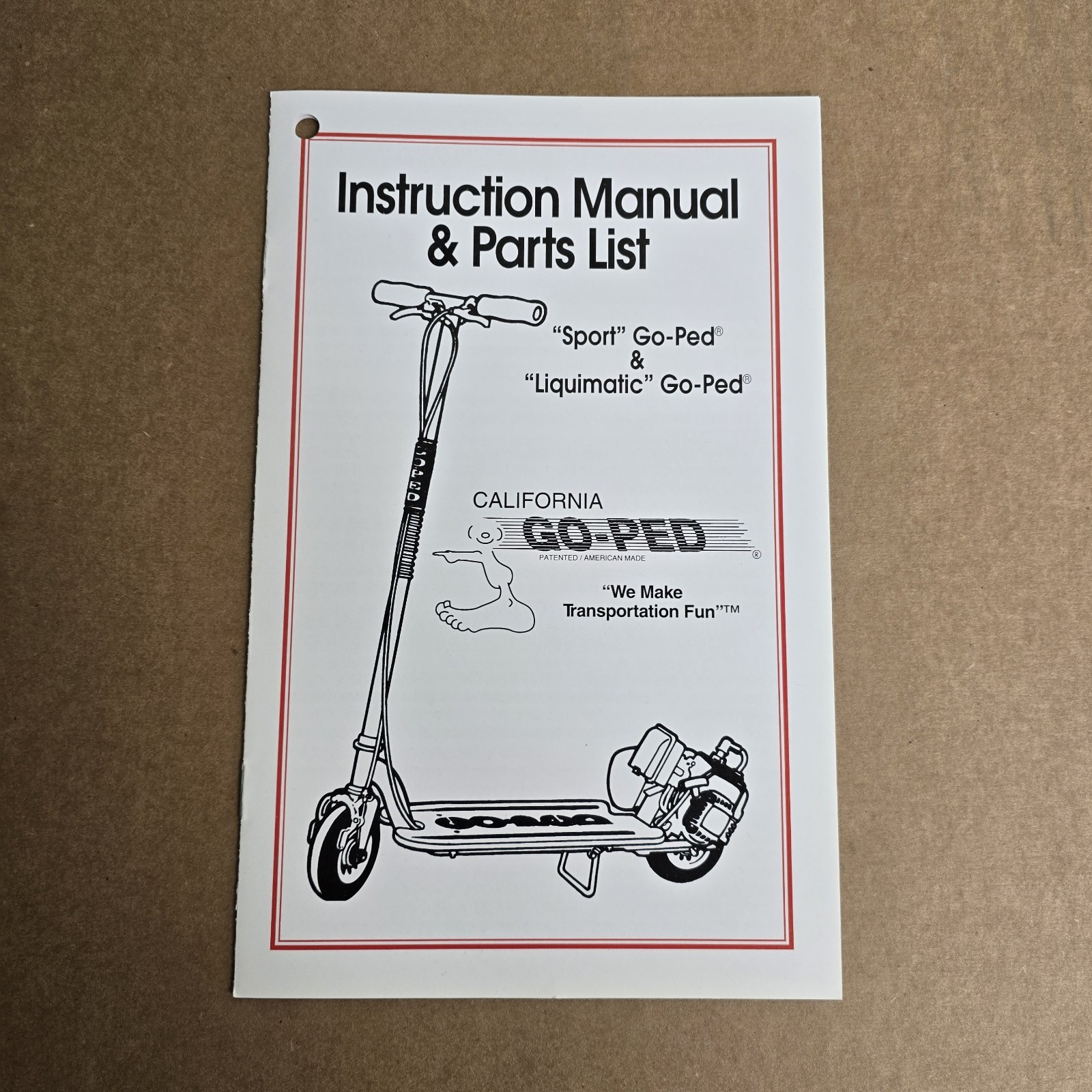 New Super OG Old Go-Ped Sport And Liquimatic Owner's Manual