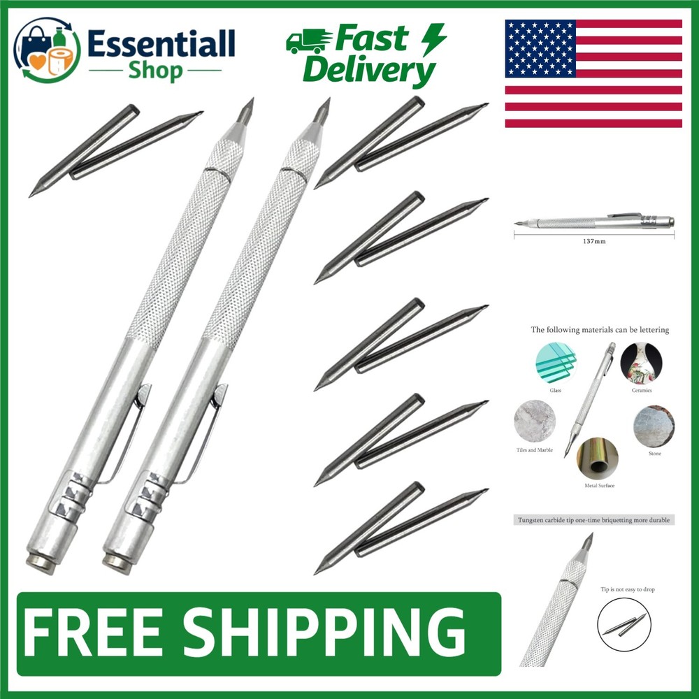 Knurled Grip Magnetic Scriber Set - 14 Count with Replacement Tips Included