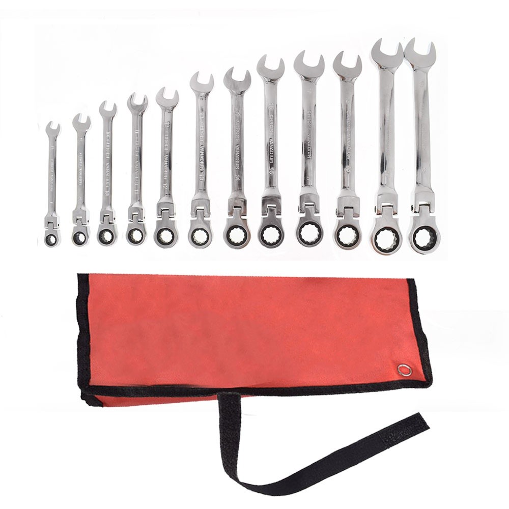 Labwork 12PC Metric Flexible Head Ratcheting Wrench Combination Spanner Tool Set