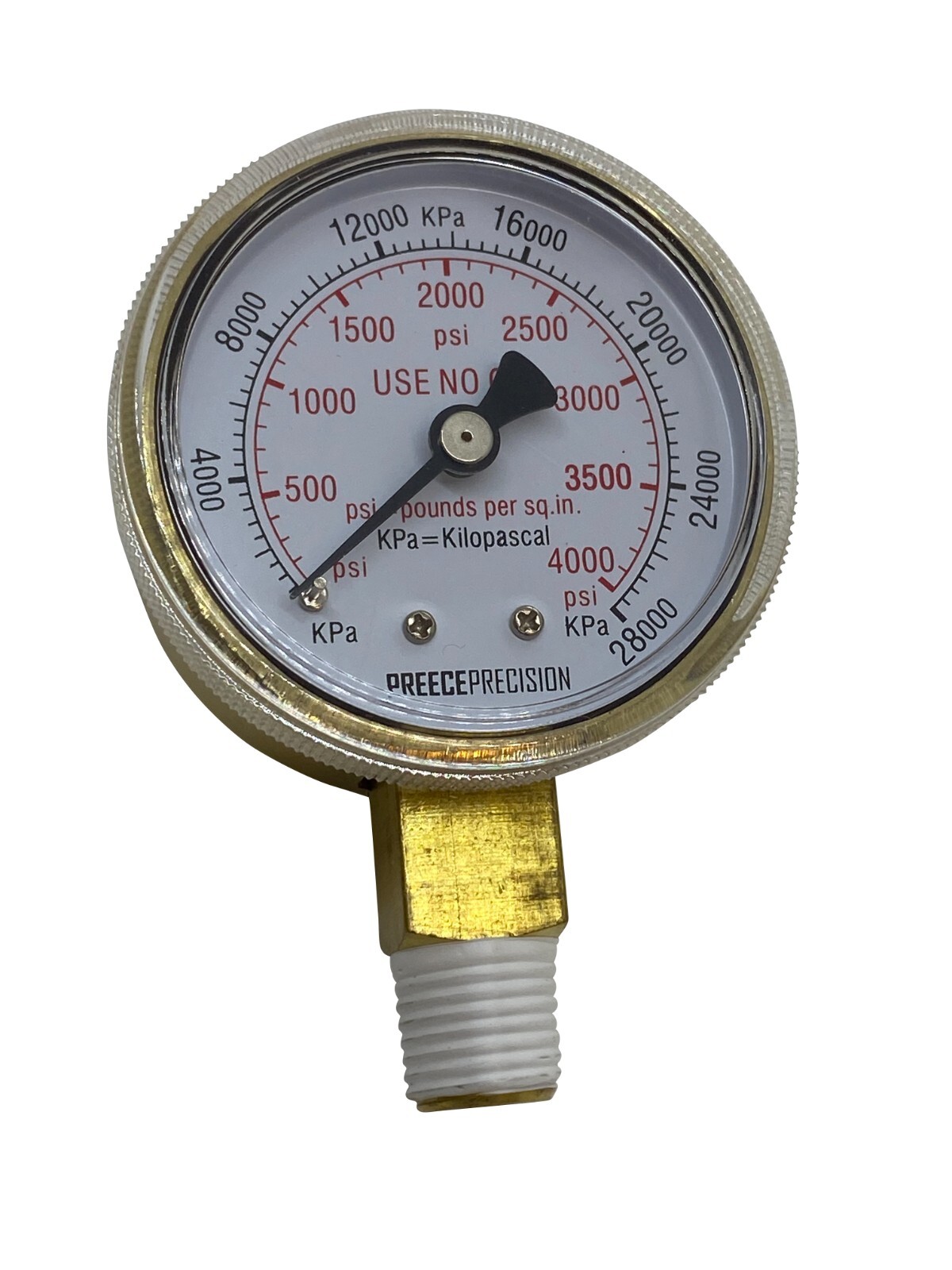 0-4000 PSI High Pressure Gauge 2" Dial 1/4" Bottom Mount USE NO OIL