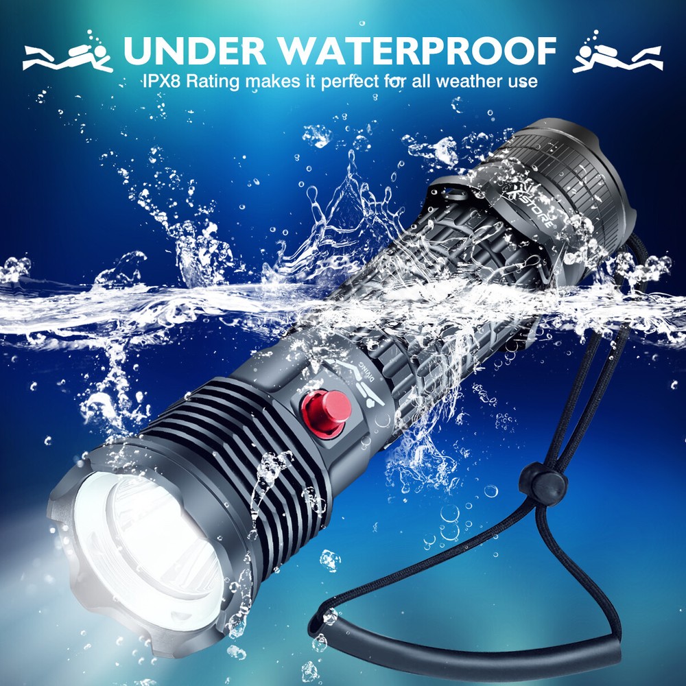 Diving Flashlight 3000LM Rating Professional Diving Light Underwater Flashlight