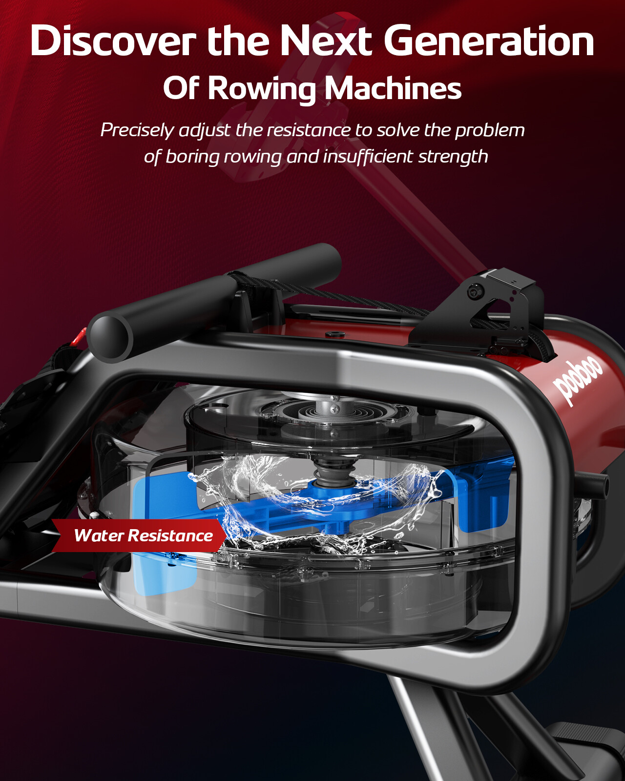 Magnetic Water Row Rowing Machine Rower 16 Levels Cardio Home Exercise Equipment