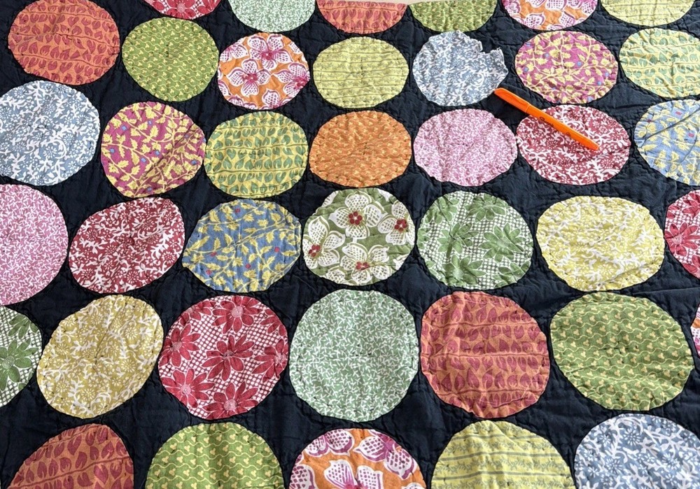 Garnet Hill Queen/Full Hand Made CIRCLES -READ