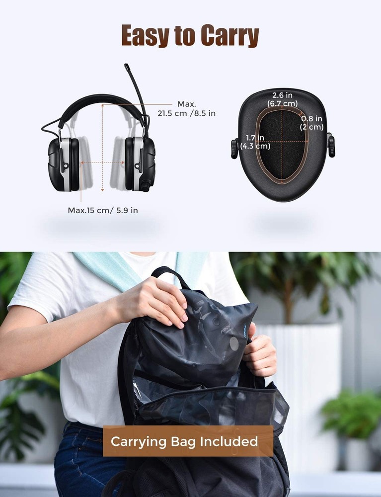 Mpow Hearing Protector Bluetooth Wireless Electronic Ear Muffs For Shooting Work