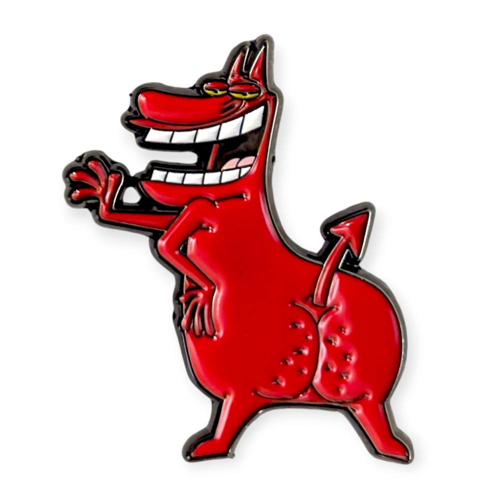 Cow and Chicken Enamel Pin: Red Guy Devil