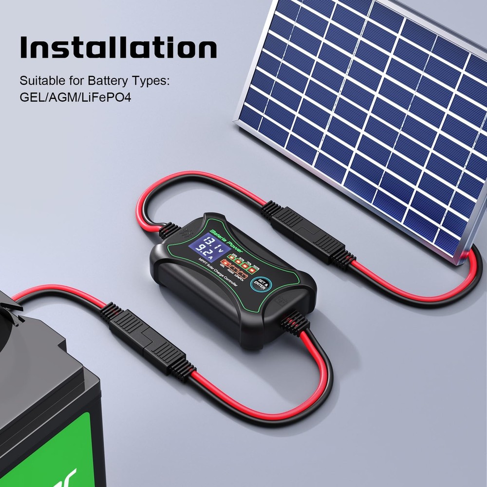 Sunrock 10Pro 10A MPPT Wireless Solar Charge Controller BT LCD Display LED
