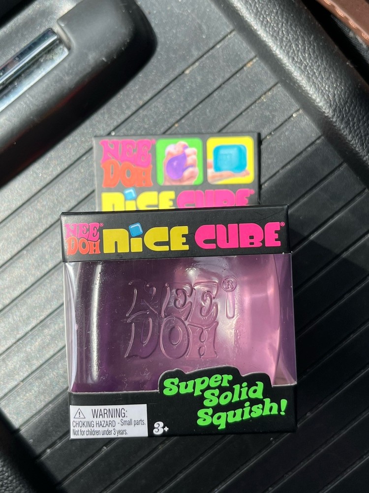 Nee Doh Nice Cube Super Solid Squish Sensory Toy - Purple Blue Pink