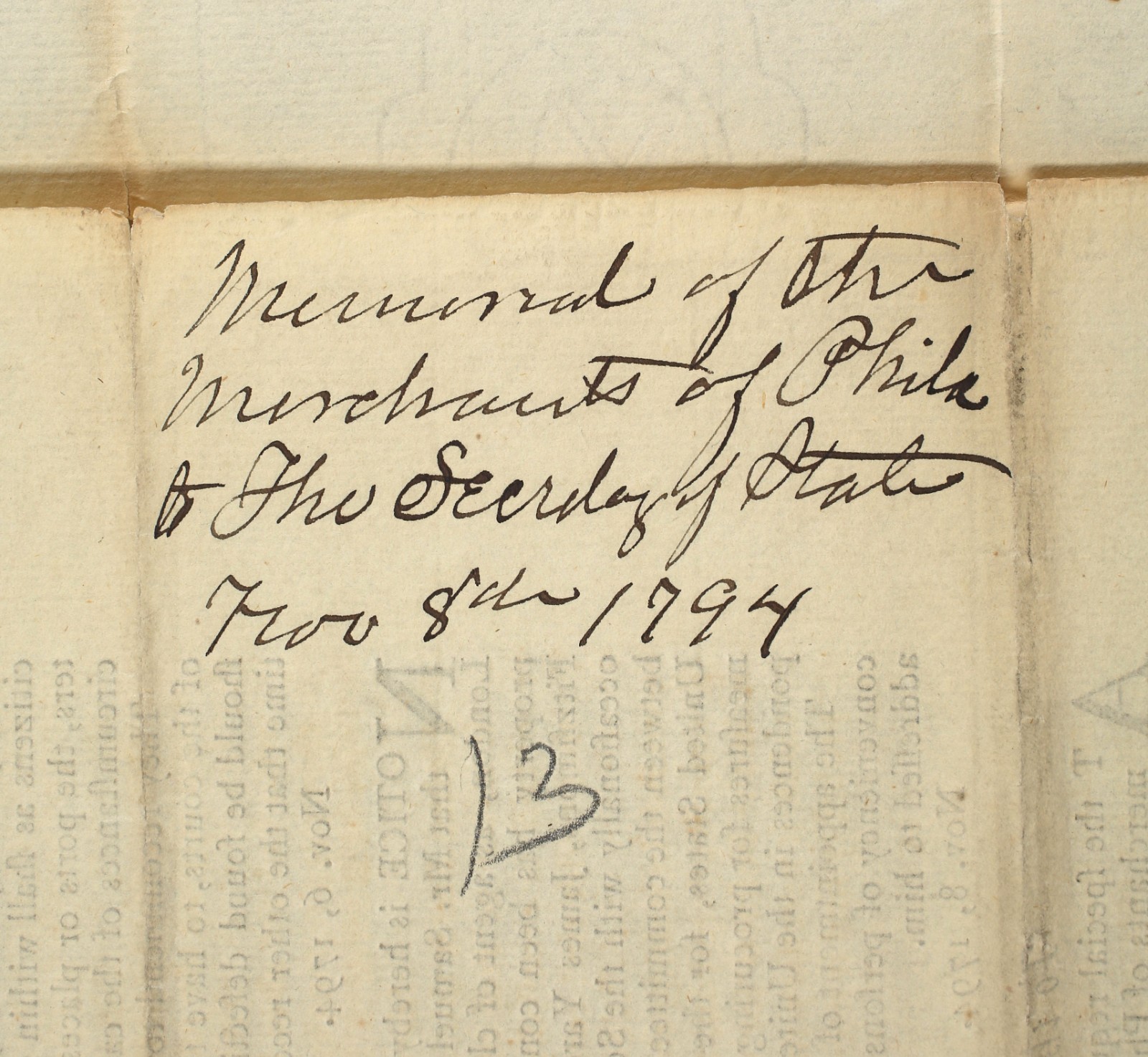 1794 Printed Letters Thomas Fitzsimmons to Sec. of State Post War Jay Treaty