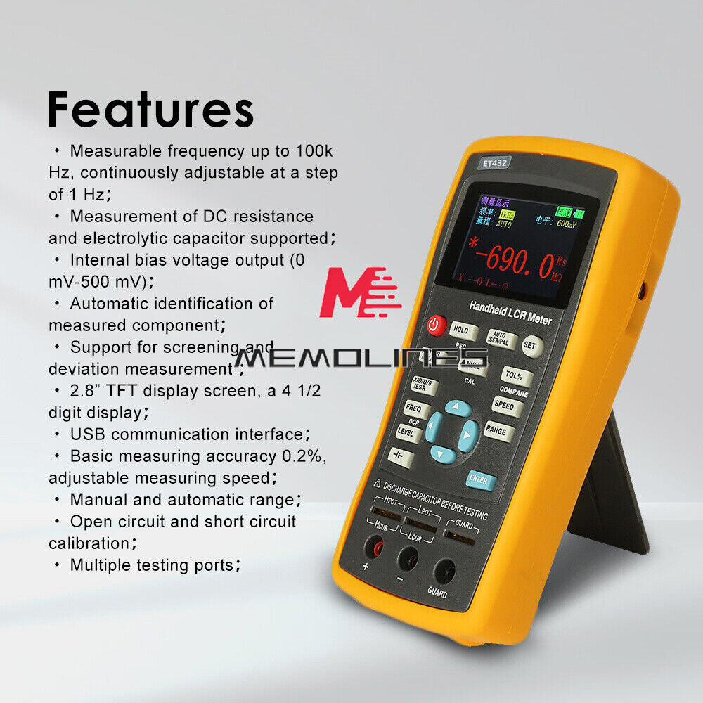 Handheld ET43 LCR Bridge Digital Capacitance Inductance Resistance Meter Tester