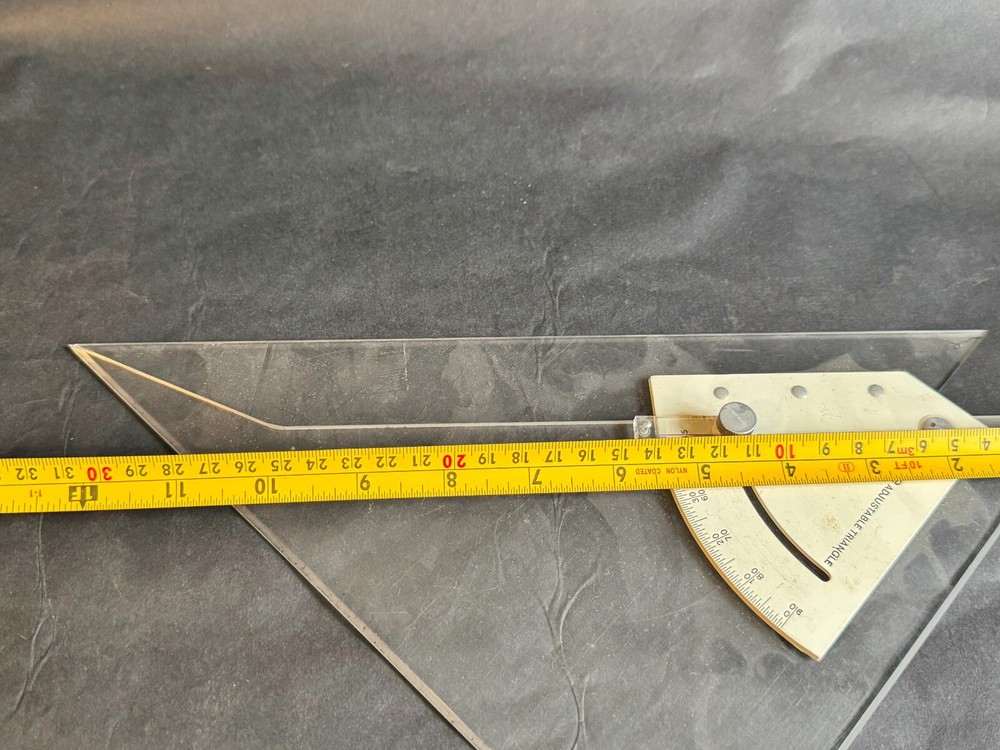 VINTAGE 25CB UNIQUE ADJUSTABLE TRIANGLE RULE RULER MEASURE