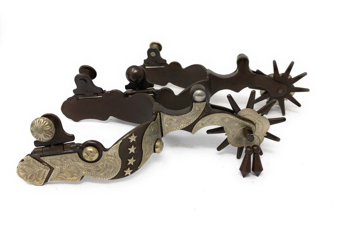AJ Tack Antique Brown Stars Western Spurs - Mens
