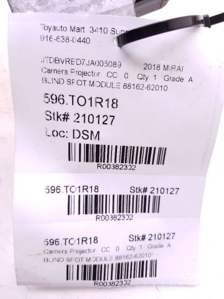 2018 TOYOTA MIRAI BLIND SPOT MODULE 88162-62010
