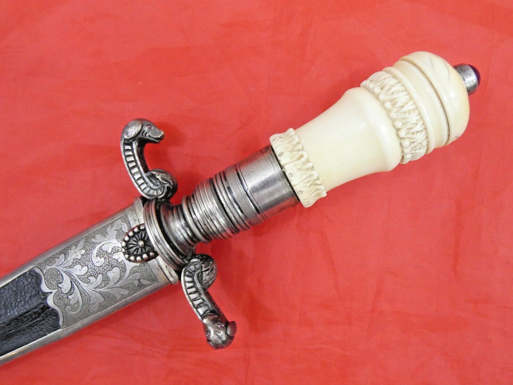 FINE ANTIQUE SILVER DAGGER GENUINE RUBY MEXICAN EAGLE General Porfirio Diaz Era