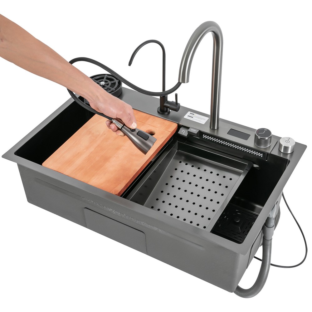 Multifunctional Digital Display Sink Workstation Kitchen Sink w/Pull-Out Faucet