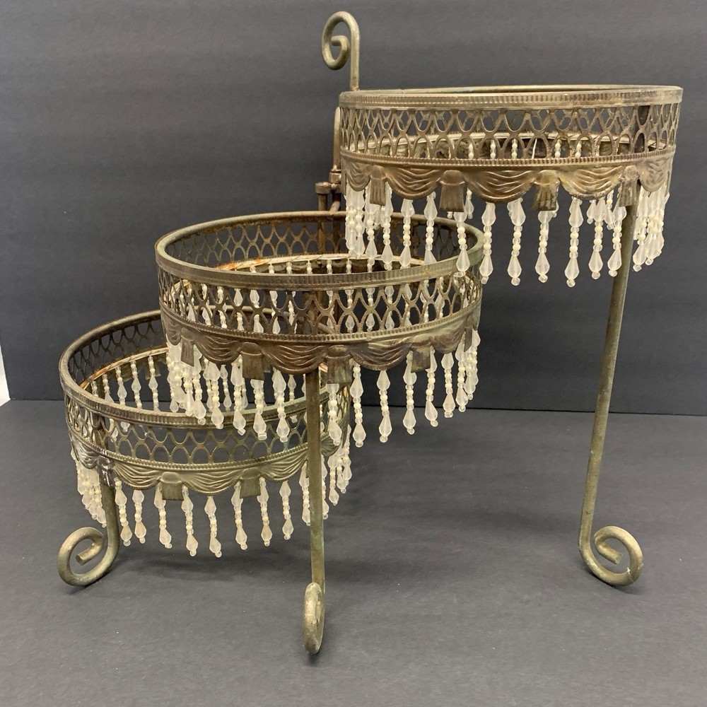 Davco Silver Ltd. Three Tier Beaded Dessert Platform * Repaire Project *